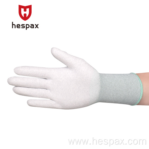 Hespax Wholesale Hand Protective Gloves 13G Polyester PU